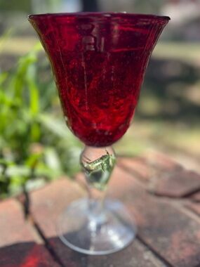 Artland Ruby Red Iris Hand Blown Bubble Glass